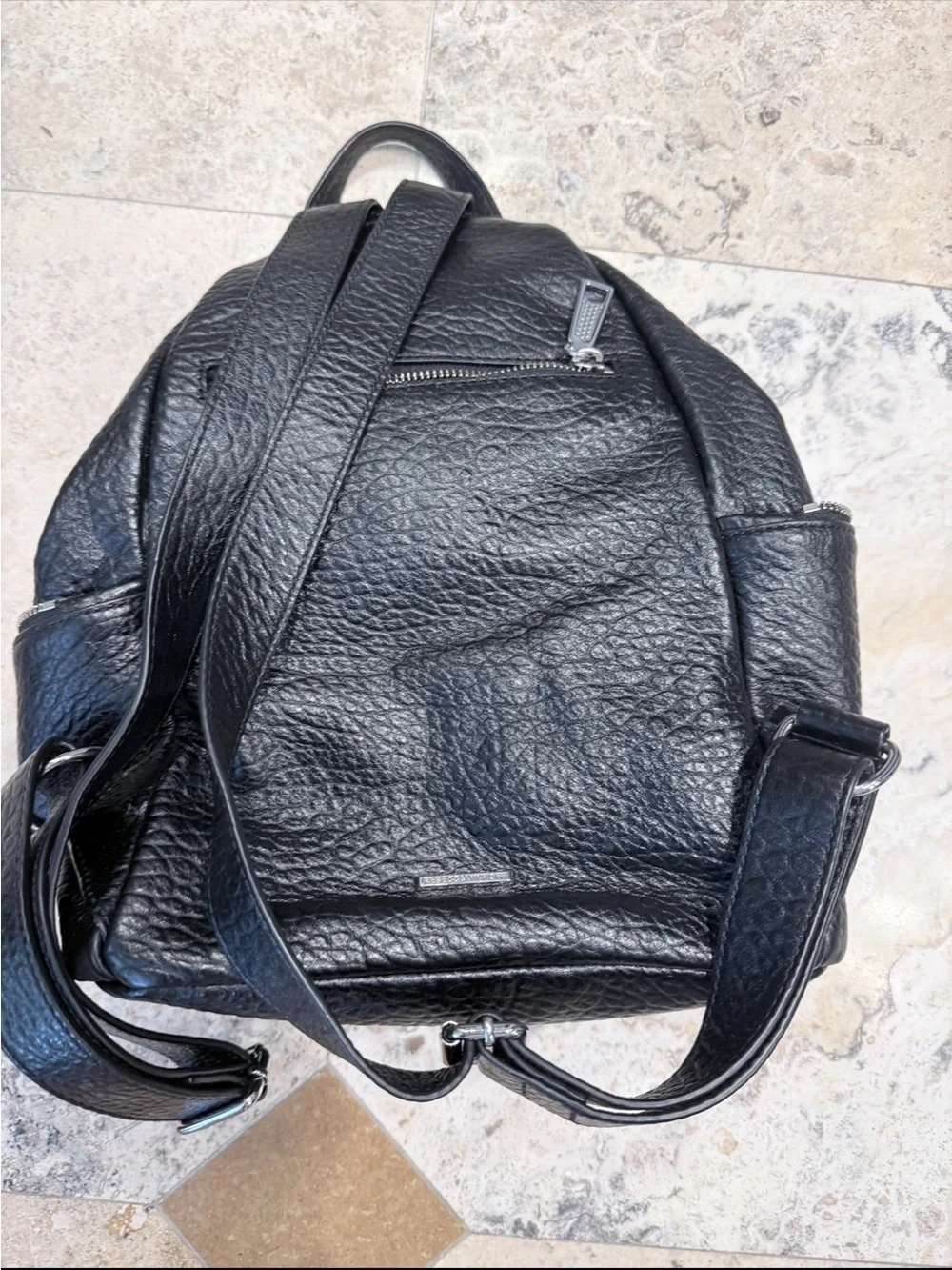 Rebecca Minkoff Black Pebbled Leather Backpack